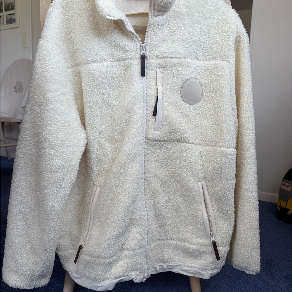 KITH White Sherpa Zip-Up Jacket
